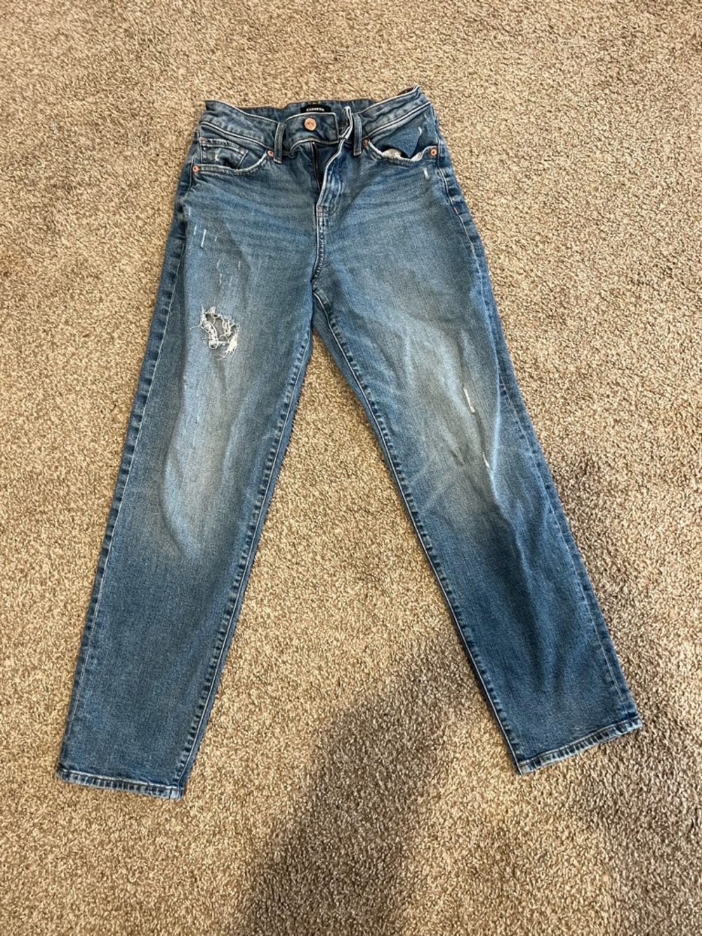 Express Distressed Blue Boyfriend Jeans